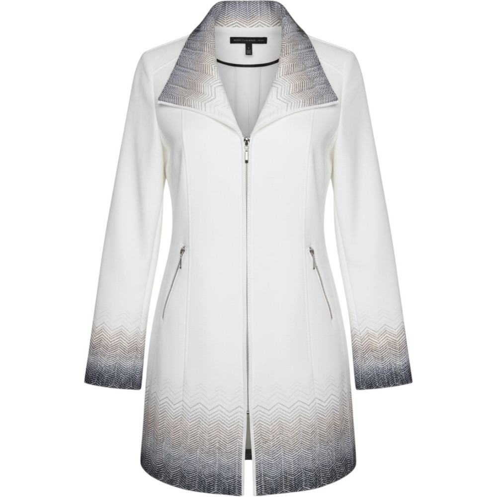 White House Black Market White Ombre Chevron Zip Front Jacket Size L